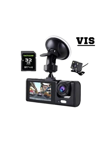 VİS Cameră auto cu trei obiective, înregistrare în buclă, senzor G, vedere nocturnă,