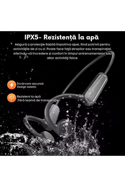 Tovstore Wireless Bone Conduction Headphones, Open Ear Bluetooth 5.3, IPX5, 13 hours, gray
