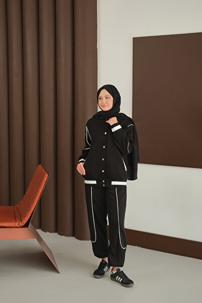 LOCCO Women's Stripe Detail Suit Black