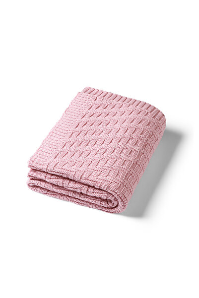 Babyono Πλεκτή βαμβακερή κουβέρτα για μωρά, ροζ — 1647/01