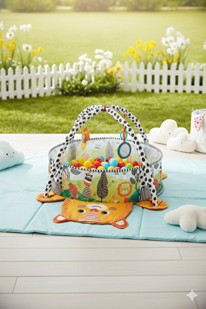 Jusso سجادة الأنشطة واللعب اللطيفة التي تتحول إلى حوض سباحة على شكل أسد 3 في 1