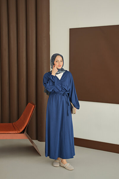 LOCCO Women's Drawstring Detail Dress Cobalt Blue