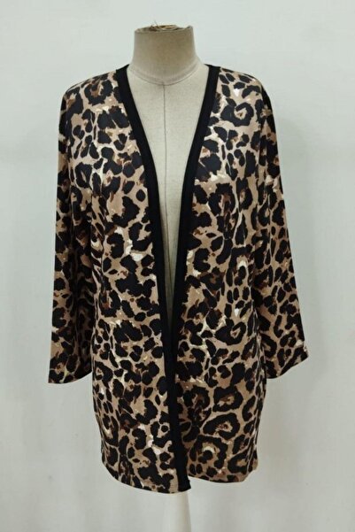 Mossta Long Sleeve Leopard Print Modal Jacket - Black