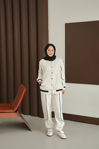 LOCCO Women's Stripe Detail Suit White