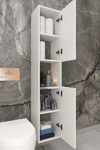 ModaDiyos Banyo Depolama Dolabı MDF Raflı Organizer Çok Amaçlı Dolap WC & Mut...
