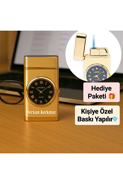 TrendÜrünlerim Kişiye Özel Isim Baskılı Özel Yapım Saatli Çakmak Turbo Işıklı...