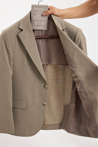 Frappoli Savin Men's Mink Polyviscon Fabric Mono Collar Cover Pocket Half Lining Slim Fit 2-Piece Suit