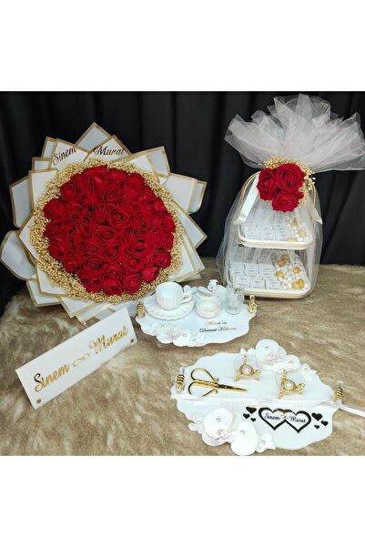 ZEKAAVM Fulset isteme çiçeği isteme çikolatası söz nişan isteme tepsisi