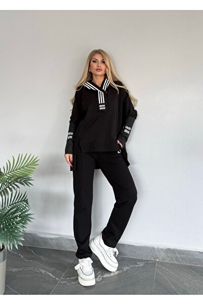 Bella Belluci Hooded Sports Suit with Rubber Detail on the Sleeves