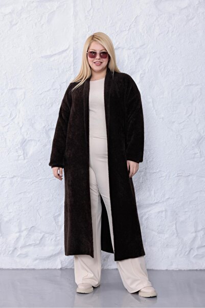 Siyezen Plus Size Bearded Long Cardigan