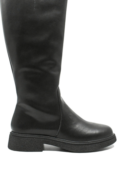 PASS Collection Women's comfortable knee-high riding boots - black leather OTR 70006