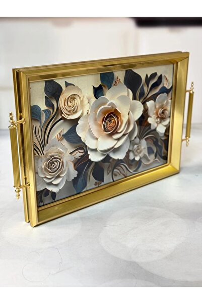 Kosova KOSAVA Çerçeveli Cam Lüx Tepsi 45/32 cm TKEBT TEK RENK