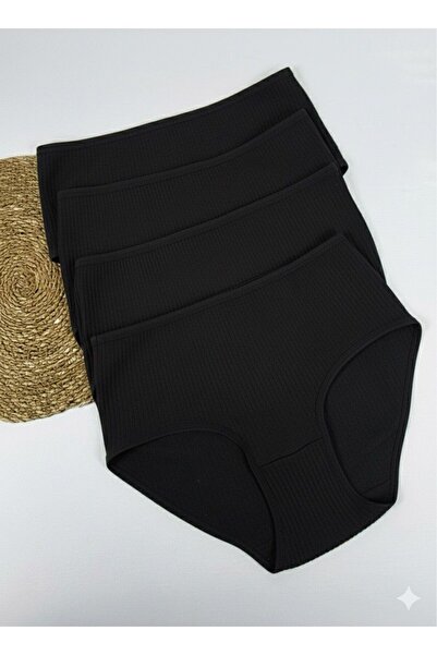 FUNELLA Women's Panties 4-Pack High Waist Stretch Fabric Cotton Ribbed Knit Rib