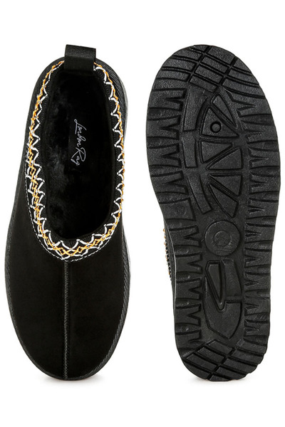 london Rag Women Embroidered Platform Classic Slip-On in Black