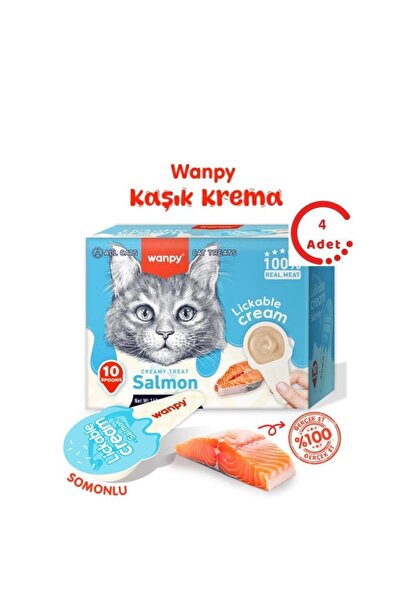 Wanpy Somonlu Kaşık Krema Kedi Ödül Maması 10x16gr x 4 Adet