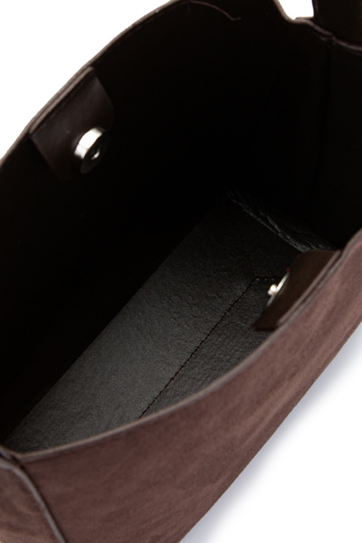 minebag Suede Alita Shoulder Bag with Belt Strap Detail, Brown