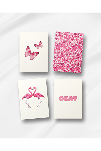 Zevahir Mobilya Dekorasyon 4 Adet Pembe Rüya Poster Seti