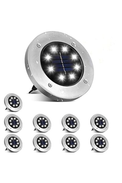 OEM Set de 10 lămpi solare de grădină, 8 LED-uri, IP65, alb rece, 12,6x11,5cm...