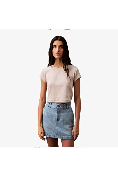 Calvin Klein Monogram Women's Beige T-Shirt