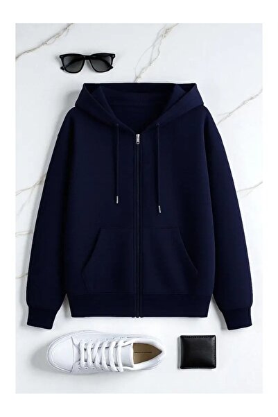 CLASİVA Unisex Zippered Unprinted New Product Hooded Sweatshirt