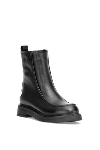 Mammamia D25KB-8150 Γυναικείες φλατ μπότες από γνήσιο δέρμα μαύρο