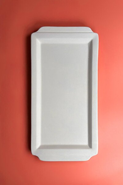 Ceramingo Flat Handled Tray Ceramic Biscuit