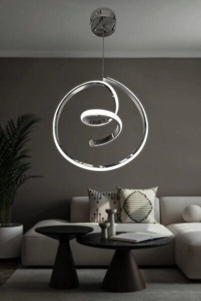 RSCOLLECTIONS Helezon Modern Tekli Sarkıt Led Avize Antre Beyaz Işık Krom