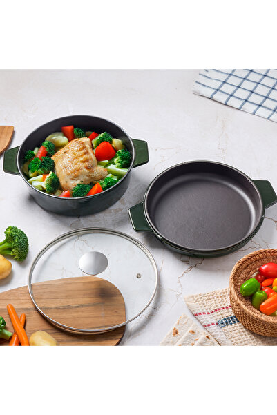 Aryıldız Duo Cast Iron Pot Basil 24 cm