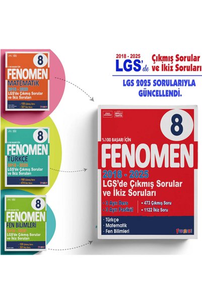 Efsane Yayınları 8.Sınıf Fenomen LGS Çıkmış Sorular Ve İkiz Sorular Seti 2018...