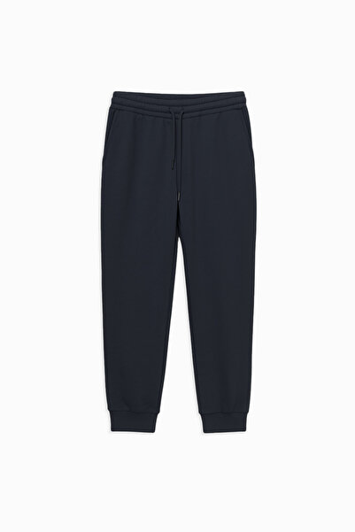 BARRELS AND OIL Men's Ribbed Track Pants - Navy Blue