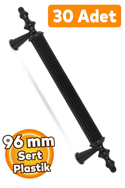 Badem10 (SERT PLASTİK) 30 Adet Polavit 96 Mm Siyah Mobilya Mutfak Çekmece Dol...