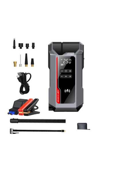 Trendy's Starter multifuncțional cu compresor și încărcare wireless – 10.000mAh, LED, USB, Tip-C