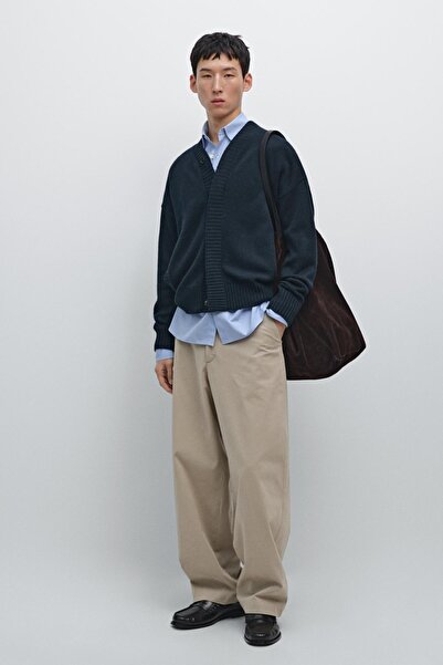 Massimo Dutti Yün karışımlı V yaka hırka