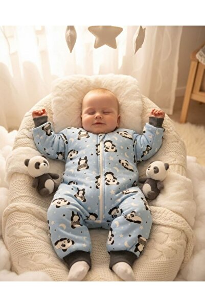Baby-Kid Store Unisex Fermuarlı Kalın Elyaf Dolgulu Desenli Uyku Tulum (Premi...