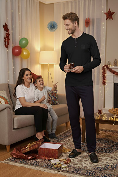 D'S Damat Ds Damat New Year's Special Gift Boxed Modal Fabric Pajama Set – Long Sleeve, Premium, Buttoned Collar Si̇