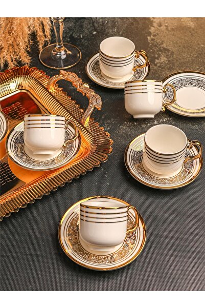 Paçi – ELİZA 6’lı Yaldızlı Türk Kahve Fincan Takımı – 90 ml