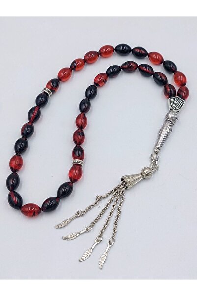İbrahim Altıntaş Alpaca Tassel Barley Cut Fire Amber Prayer Beads (with Woode...