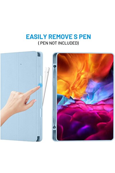 SKYDDAR INNOVATION Tablet case for Samsung Galaxy Tab S6 Lite, Pencil holder, Flex Trifold, sticker set, Blue