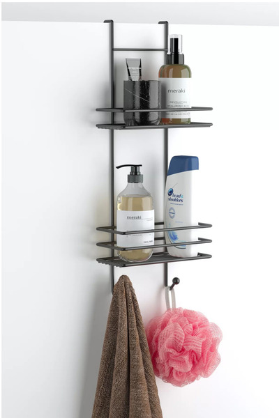 MegaVitrin Tekno Tel LM-065 Asmalı 2 Katlı Duşakabin Rafı Siyah | Metal Banyo...