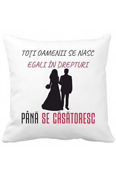 CRD PRINT Personalized pillow with text 'All people are born equal', 40 x 40 cm, white polyester