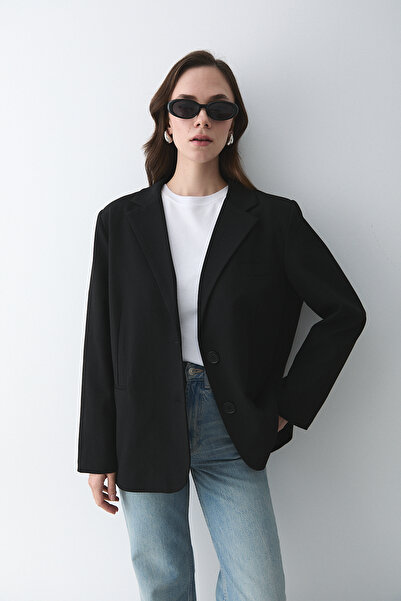 Laluvia Black Blazer Jacket - 7619