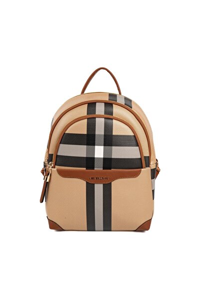 Silver Polo Silver & polo sp1265 women's backpack plaid beige-tan