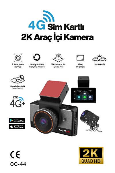 MPIA 2K Uzaktan İzlemeli Ticari Yönetmelik Uyumlu Sim Kartlı Gece Görüşlü Gps...