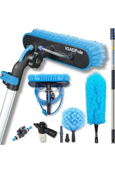 IGADPole Kit Spalare Ferestre 5m: Perie alimentata cu Apa, Perie Panze Paianj...
