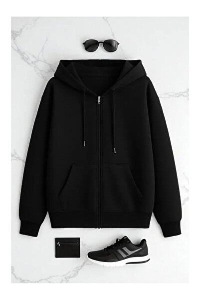 CLASİVA Unisex Zippered Unprinted New Product Hooded Sweatshirt