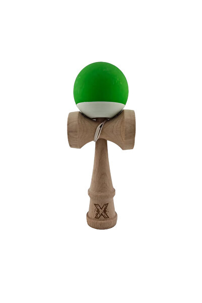 VİBE Kendama X, Profesionala, din Lemn, Rubber Grip, 18 cm, Verde/Alb