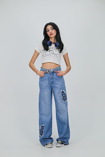 Karakedi Blue Jean Butterfly Baggy Jeans