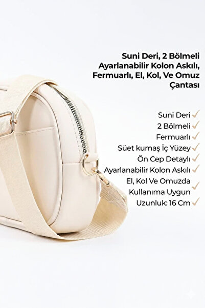 Estilo Lingerie Faux Leather Zippered 2-Compartment Adjustable Column Strap Shoulder Bag