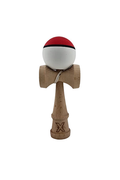 VİBE Kendama X, Profesionala, din Lemn, Rubber Grip, 18 cm, Rosu/Alb