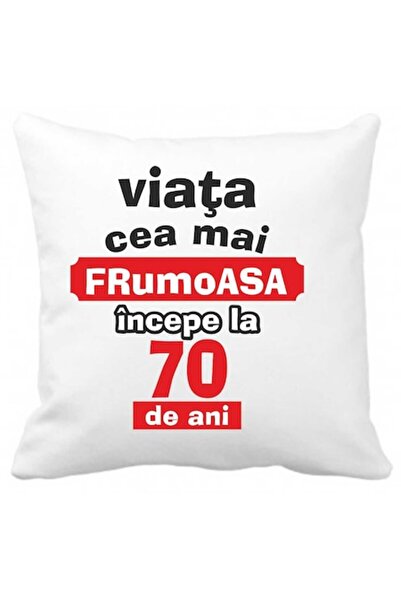 CRD PRINT Pernă personalizată cu textul „Cea mai frumoasă viață începe la 70 ...